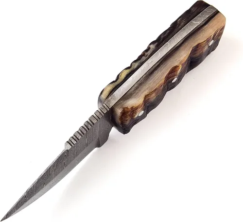 Vista 2 de Poshland BC-69 Cuchillo Skiner de Acero de Damasco Hecho a Mano de 5.50 Pulgadas Full Tang