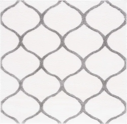 Vista 8 de SAFAVIEH Tahoe Shag Collection - Alfombra para pasillo, 2 x 9 pies, color beige y blanco, diseño de enrejado, no desprende pelusa y de fácil