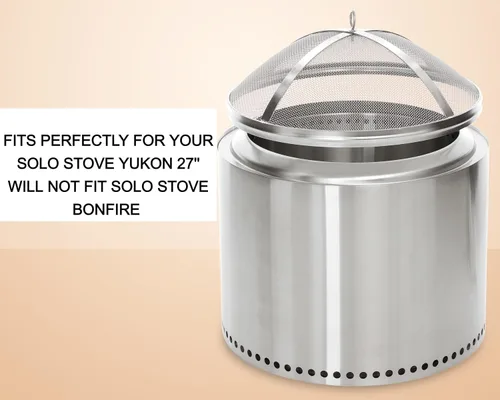 Vista 2 de Accesorio de pantalla de chispas de acero inoxidable compatible con Solo Stove Yukon de 27 pulgadas, tamaño de hoguera, fácil de levantar, cubierta