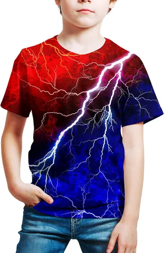 Vista 3 de YAJOOEY Camiseta de manga corta con estampado 3D para niños de 6 a 16 años