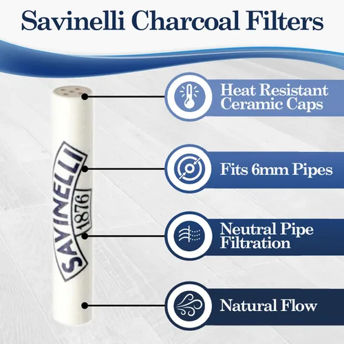 Vista 3 de Savinelli Filtros de carbón activado de 0.236 pulgadas - Filtro de tubería con tapas de cerámica y resistentes al calor, filtros de tubería