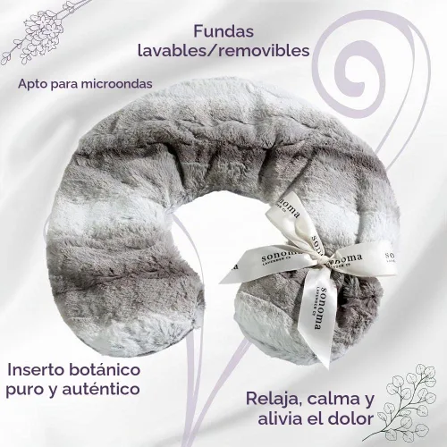 Vista 3 de Sonoma Lavender Almohada de cuello lavanda de lujo, angora platino