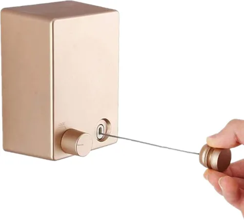 Vista 9 de Youngine Tendedero retráctil para interiores y exteriores, para colgar en la pared, con cuerda de acero de 13.8 pies, colgador de cuerda ajustable