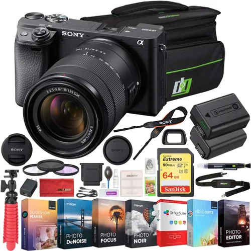 Vista 12 de Sony a6400 - Paquete de cámara sin espejo con lente de 16-50 mm, tarjeta de memoria de 64 GB, suite de edición de fotos y videos, bolsa para cámara