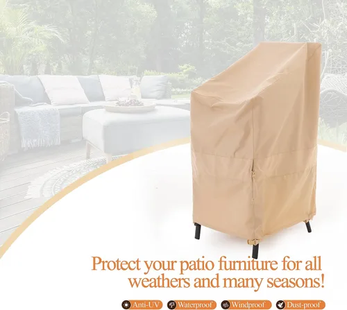 Vista 8 de WJ-X3 Funda Apilable para Silla de Patio, Resistente, Resistente al Viento e Impermeable, Fundas para Sillas de Patio al Aire Libre, 28A x 36P x