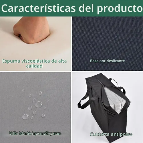 Vista 5 de Colchón plegable de espuma viscoelástica, colchón de cama triple con cubierta antipolvo, portátil, impermeable, para dormir al aire libre, plegable
