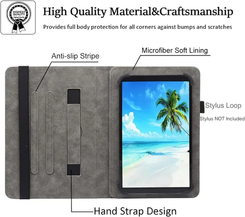 Vista 4 de Funda universal para tablet Android de 7 8 pulgadas, Dluggs soporte de visualización multiángulo con funda y correa de mano para tablet de 7.0-8.5