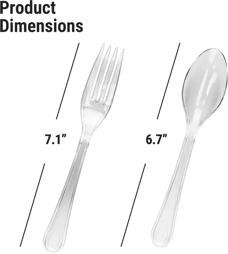Vista 5 de 2 tenedores de plástico transparente resistentes envueltos individualmente, 100 unidades, resistentes como cubiertos, perfectos para catering