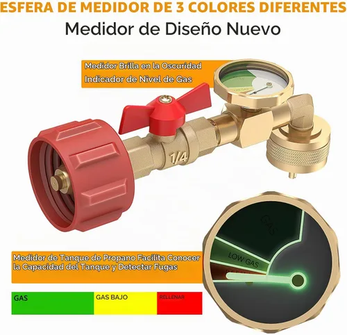Vista 5 de Adaptador de codo de repuesto de propano QCC1 de 1 a 20 libras, adaptador de codo de repuesto de propano con medidor y válvula de control