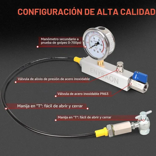 Vista 3 de Kit de Llenado de Amortiguador de Nitrógeno con Manómetro de Nitrógeno de 700 Psi y Válvula Schrader, Regulador de Nitrógeno para Llenado