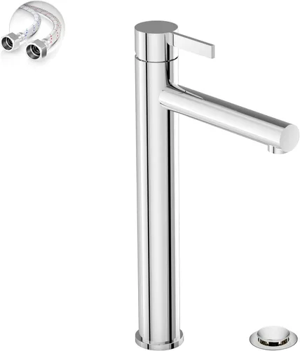 Vista 14 de Phiestina FH01-BG-V - Grifo de lavabo de baño de oro cepillado, un solo agujero, grifo alto de baño de una sola manija, con drenaje desplegable