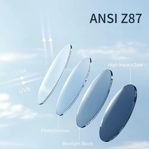 Vista 5 de Gafas de seguridad fotocrómicas de transición para hombres y mujeres, gafas de seguridad envolventes con protección UV anti luz azul