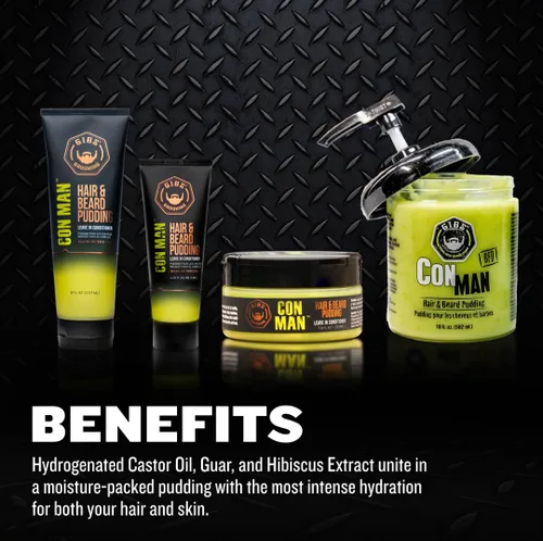 Vista 3 de GIBS Con Man Hair & Beard Pudding - Leave In Conditioner - Curl Definer - Moisturizer