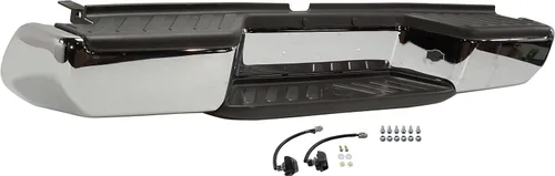 Vista 2 de Evan Fischer Parachoques paso para Nissan Frontier 2005-2019 Barra frontal y almohadillas de acero cromado para modelos sin agujeros de sensor