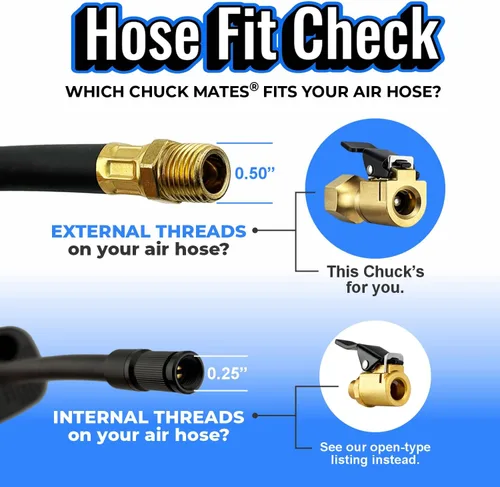 Vista 3 de Chuck Mates Premium - Portabrocas inflador de neumáticos NPT de conexión rápida de 1/4 pulgadas con SimpleSeal, tipo cerrado (paquete de 1)