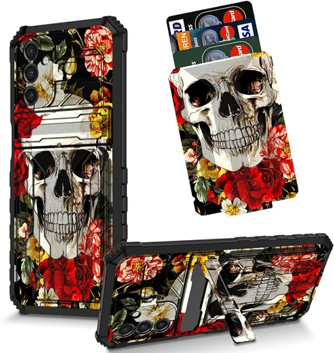 Vista 53 de Funda para Galaxy S21 FE 5G 2022 con soporte, funda de doble capa de policarbonato duro de TPU suave, estampado de vaca, estampado animal