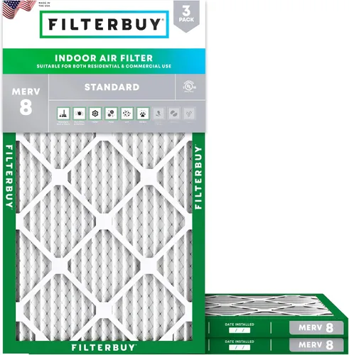 Vista 14 de Filterbuy Filtro de aire MERV 8 de 8 x 14 x 1 pulgadas para defensa contra el polvo y las alergias (paquete de 3), filtros electrostáticos plisados