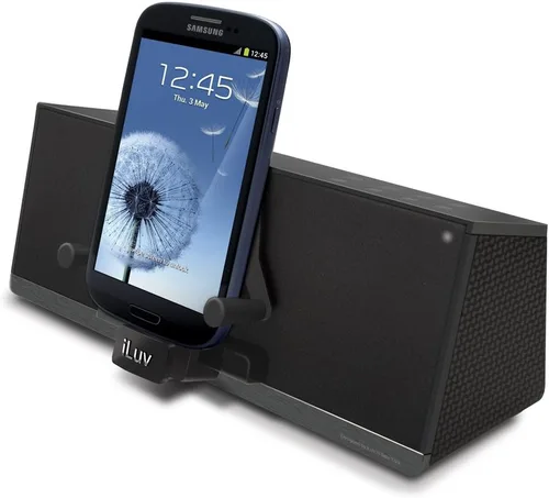 Vista 4 de iLuv iMM377BLK MobiAir - Base de altavoz estéreo Bluetooth para teléfonos inteligentes con carga micro USB, color negro