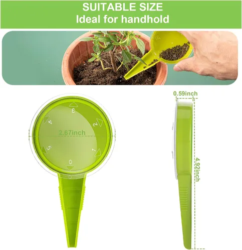 Vista 12 de Herramienta de mano dispensadora de semillas de siembra, paquete de 6 sembradoras de jardín de mano con 5 ajustes de dial, ideal para semillas