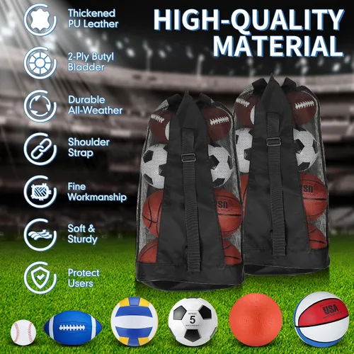 Vista 3 de Liliful Juego de 36 pelotas deportivas surtidas a granel para fútbol, fútbol, patio, baloncesto, voleibol, béisbol con bolsa de equipo para niños