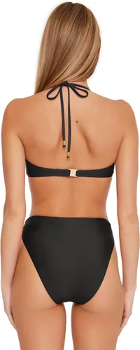 Vista 3 de Trina Turk Top de bikini con cuello halter estilo Mónaco Twist Bandeau para mujer Negro