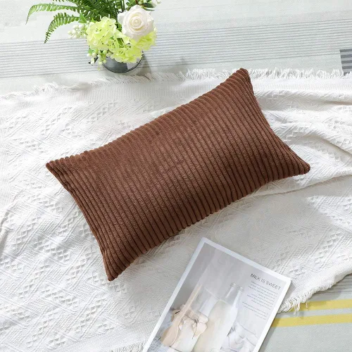 Vista 5 de Artscope Fundas de Almohada de Pana a Rayas Acogedoras Súper Suaves Decorativas Oblongas Fundas de Almohada Decorativa Funda de Cojín para Sofá