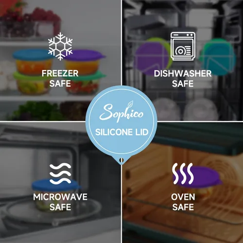 Vista 5 de Sophico - Tapas redondas de silicona para recipiente de almacenamiento de 2 tazas, reemplazo para Pyrex 7200-PC y cuencos de vidrio Anchor Hocking