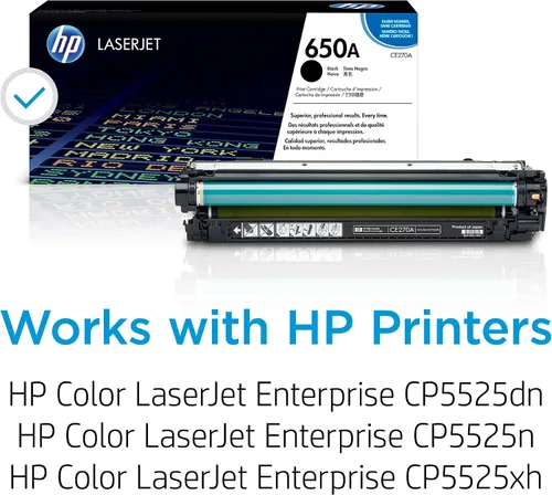 Vista 2 de HP Cartucho de tóner negro 650A Funciona Color LaserJet Enterprise CP5525 Series CE270A