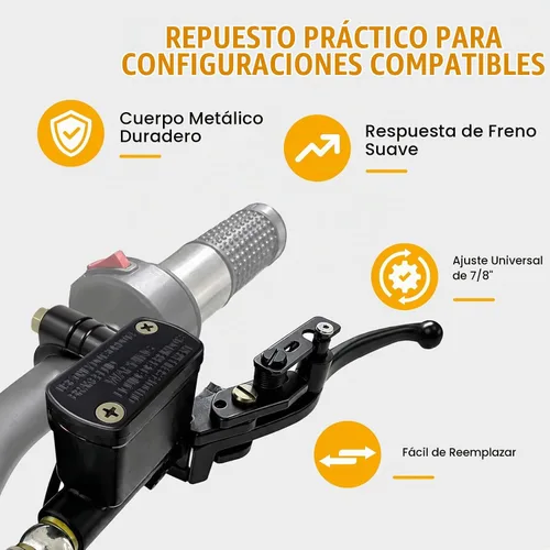 Vista 3 de Cilindro maestro de freno hidráulico derecho de motocicleta de 7/8 "para