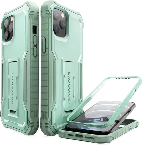 Vista 9 de ExoGuard Funda para iPhone 12, compatible con iPhone 12 Pro, funda de goma a prueba de golpes de cuerpo completo, protector de pantalla integrado