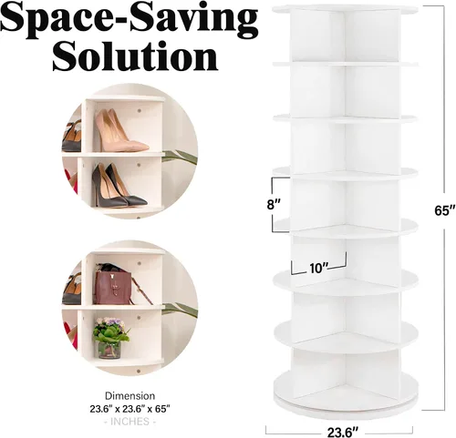 Vista 5 de EconoHome Zapatero giratorio de 360°, organizador de zapatos giratorio de 7 niveles, organizador de zapatos giratorio con capacidad para hasta 35