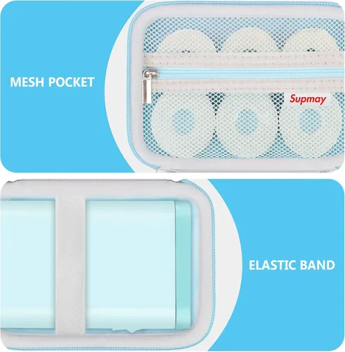 Vista 5 de Funda rígida compatible con Nelko P21/para Phomemo D30/para SUPVAN E10/para máquina etiquetadora NIIMBOT D11, bolsa portátil de almacenamiento