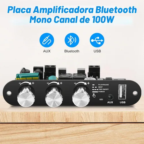 Vista 3 de Daakro 2 unidades ZK-1001U Mono Bluetooth Amplificador Board w/TWS, 100W Pico Power Home Audio Amplificador de Audio, Amplio Voltaje Entrada 9-24V