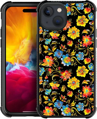 Vista 24 de ZHEGAILIAN Funda compatible con iPhone 15, fundas de caballo de baile de cristal de colores, parte trasera de vidrio templado+funda protectora
