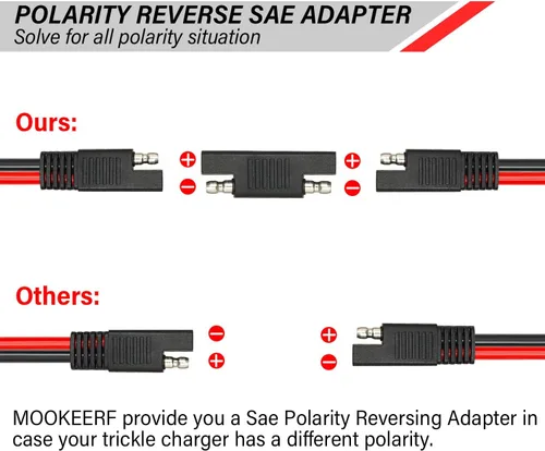 Vista 5 de MOOKEERF Cable de extensión SAE – 10 AWG, 3 pies, 2 cables de desconexión rápida, cable de extensión de cargador de batería, resistente, adaptador