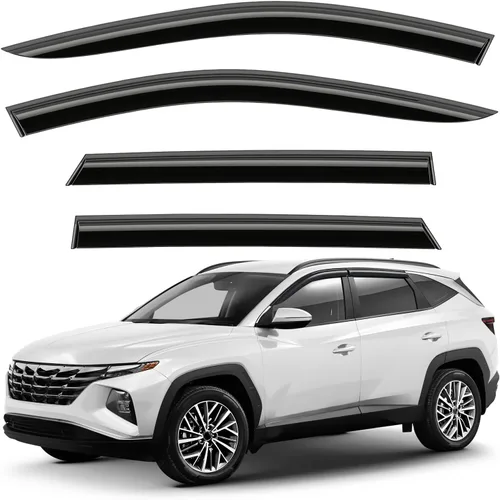 Vista 16 de Deflectores de ventana tintados ahumados con cinta adhesiva para ventana lateral, deflectores de lluvia compatibles con Toyota RAV4 2013-2018 - 4
