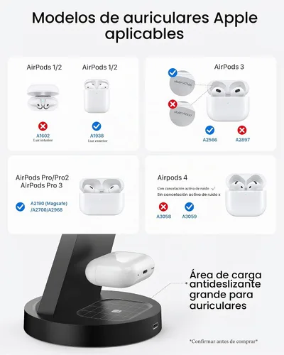 Vista 5 de Anlmz 3 in 1 Charging Station for iPhone, Wireless Charger for iPhone 17 16e 16 15 14 13 12 11 X Pro Max & Apple Watch - Wireless Charging Station