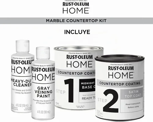 Vista 7 de Rust-Oleum 369548 - Kit de revestimiento para encimera de mármol para el hogar, 72 onzas líquidas, negro