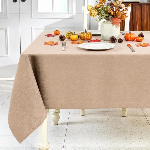 Vista 13 de IVAPUPU Mantel de Lino Texturizado para Mesa Rectangular - Mantel de Tela Impermeable Rectangular Sin Arrugas Limpiable Cubierta de Comedor