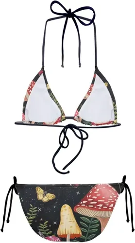 Vista 3 de YEXIATODO Traje de baño de 2 piezas para mujer, conjunto de bikini triangular con tanga halter