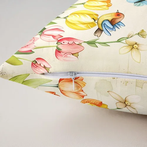 Vista 5 de Fundas de almohada de gnomo de tulipán, fundas de almohada florales de mariposa para sofá de cama del hogar, fundas de almohada cuadradas