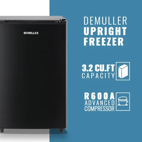 Vista 2 de Congelador de 3.2 pies cúbicos de una puerta independiente con termostato ajustable para cocina, apartamento, sótano, dormitorio, color negro