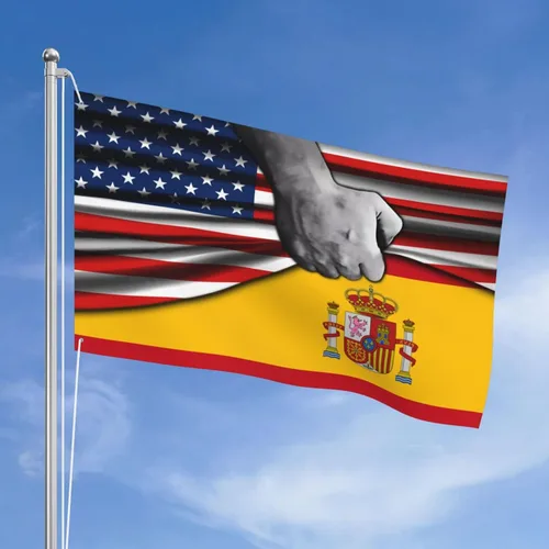 Vista 17 de Bandera estadounidense y bandera de las Bahamas de las Bahamas para exteriores de 3 x 5 pies, tres capas de tela para coser a doble cara, impresión