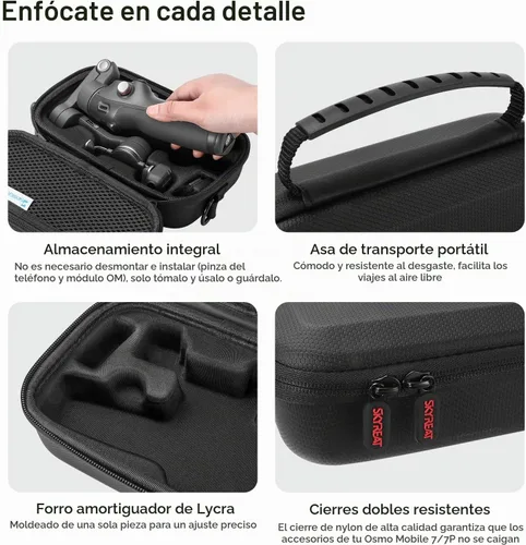 Vista 4 de Skyreat Osmo Mobile 7P Case,PU Leather Portable Storage OM 7P / OM 8 Case Shoulder Bag for DJI Osmo 8/7 Smartphone Gimbal Stabilizer Accessories