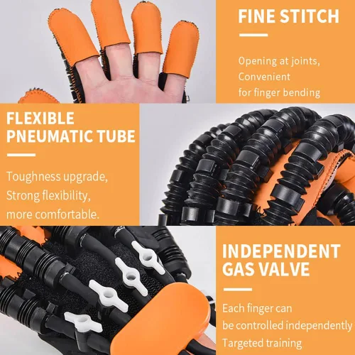 Vista 7 de Guante robot portátil de rehabilitación, guante para accidente cerebrovascular, hemiplejia dedo rehabilitación entrenador guantes robot