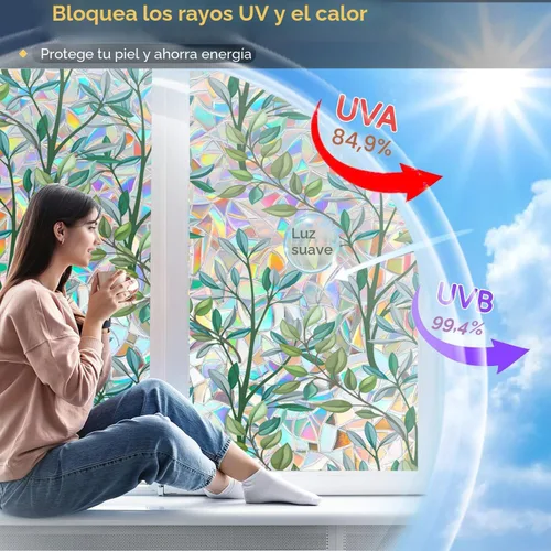 Vista 4 de Dwersty - Vinilo de privacidad arcoíris para ventana con línea de corte, adhesivos 3D, para vitrales, adhesivo estático, cubierta que bloquea