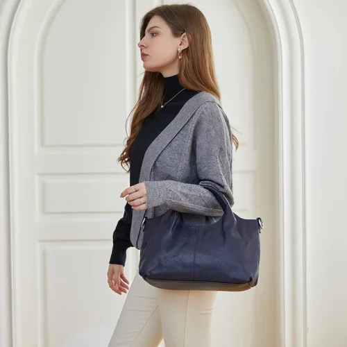 Vista 2 de Iswee Bolsos de hombro de cuero genuino, bolsos y bolsos para mujer, bolso de mano de diseñador cruzado de tamaño mediano