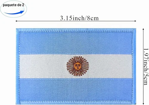 Vista 3 de QQSD Parche de bandera argentina Argentina - Cierre de velcro, paquete de 2