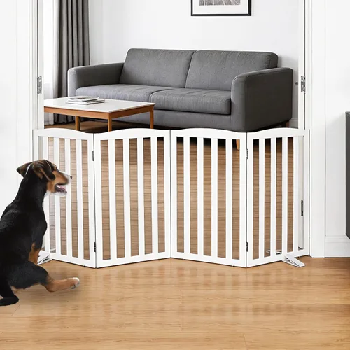 Vista 31 de Puerta Independiente para Perros para Interiores, Puerta para Perros Plegable, Puertas para Mascotas para Entradas, Escaleras o Pasillos, Puerta