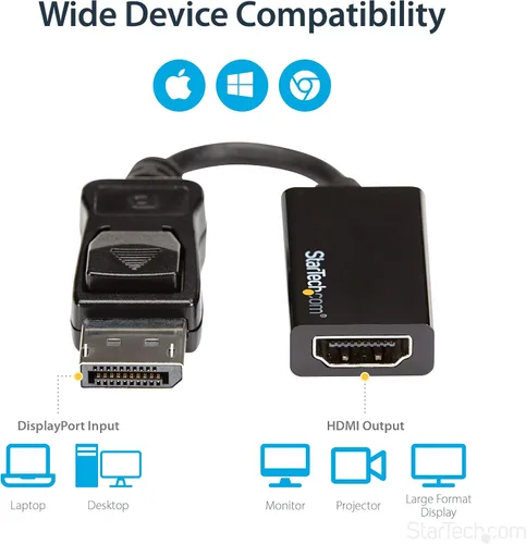 Vista 9 de Conversor de video con DisplayPort a HDMI 4K con audio, de la marca StarTech Estándar Negro
